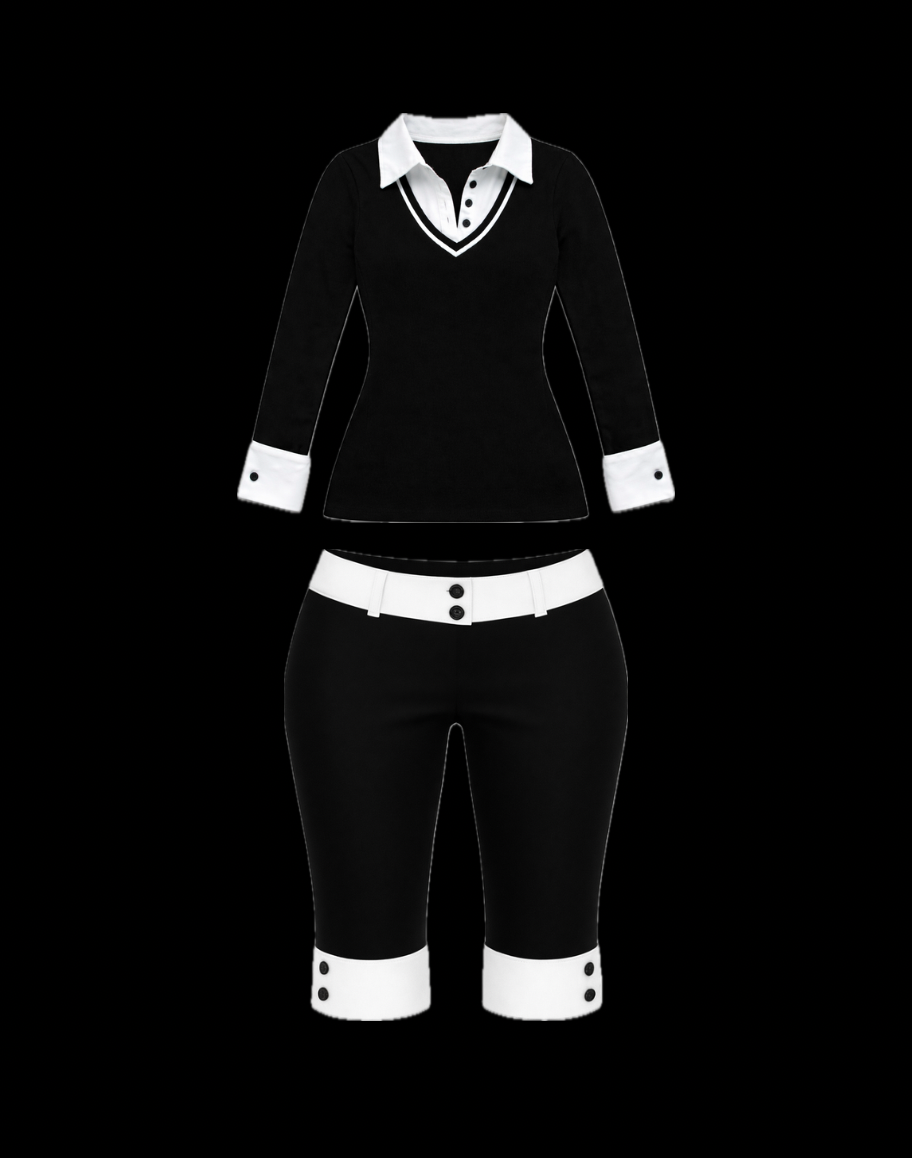 Black Orchid Solid Capri Set