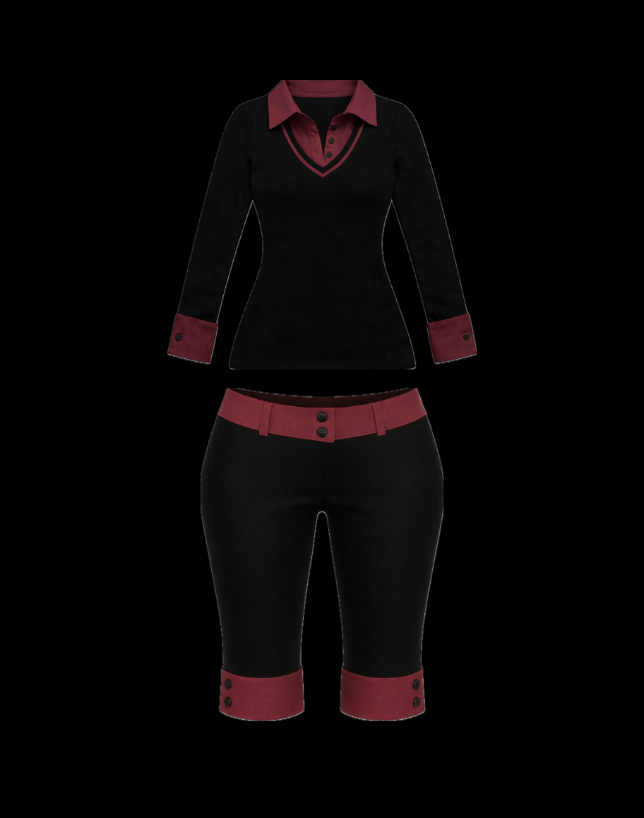 Oxblood Solid Capri Set