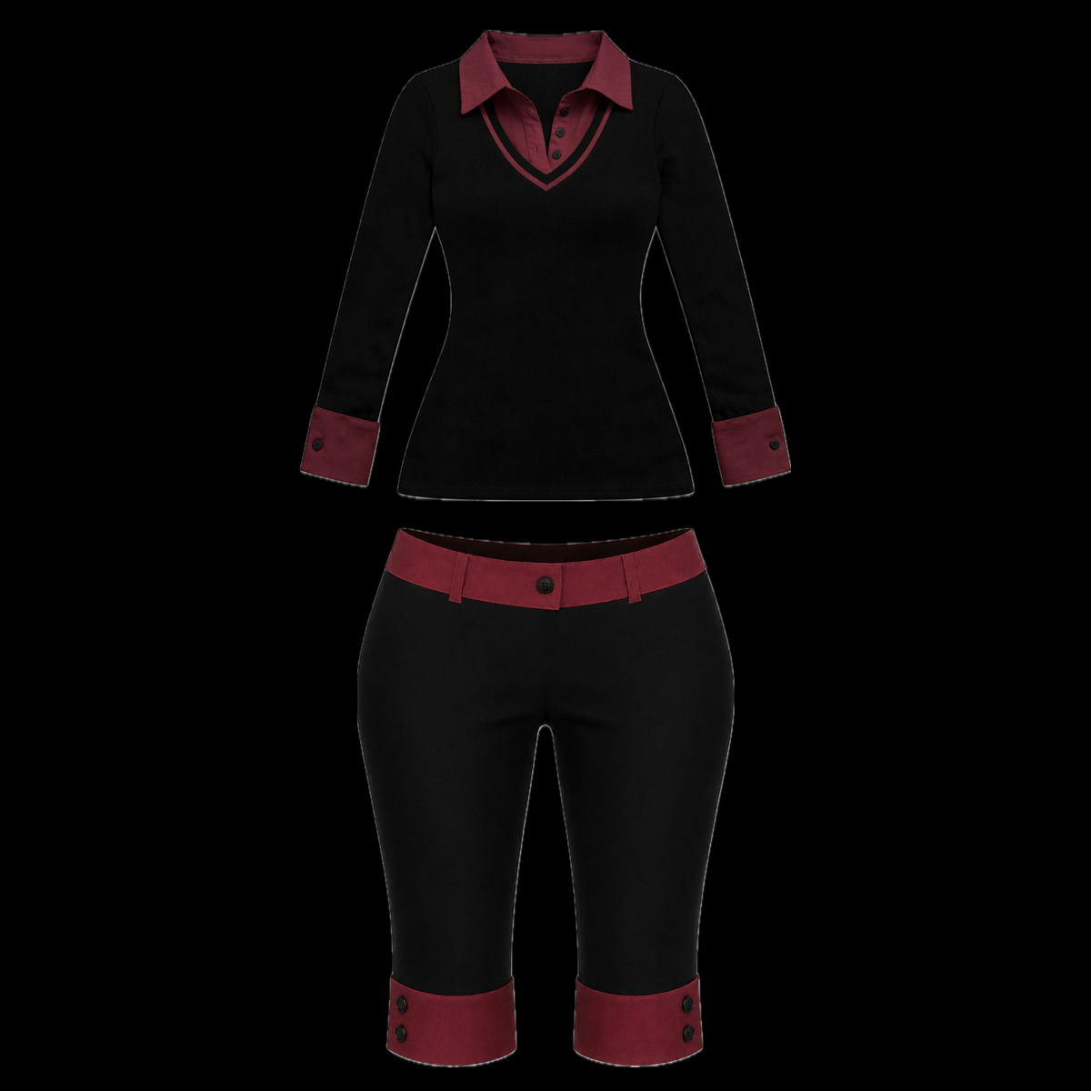♡ CLEARANCE ♡ Oxblood Solid Capri Full Set