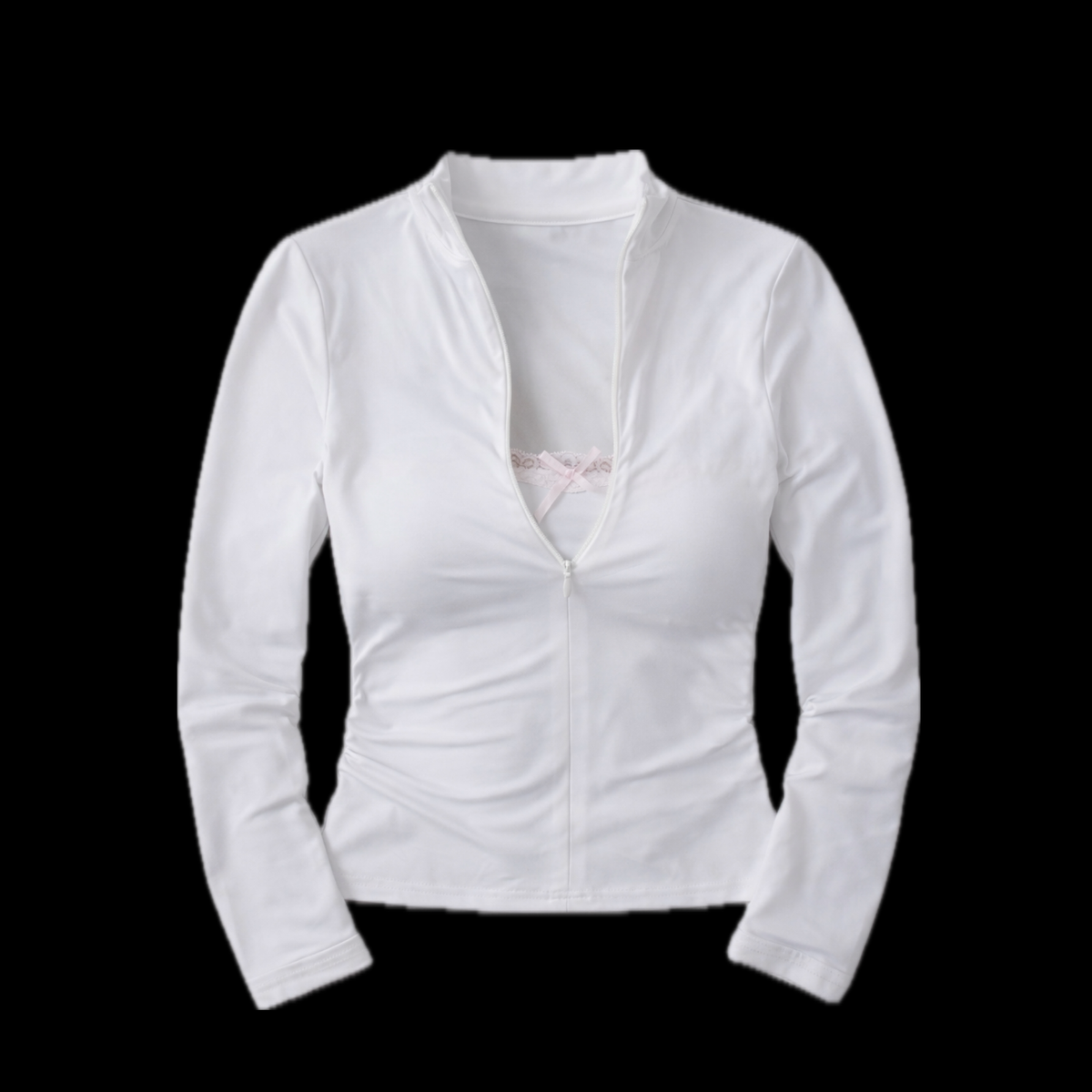 ♡ CLEARANCE ♡ Porcelain Second Skin Lace Zip Up