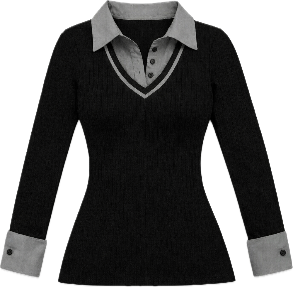 Slate Grey Ribbed Top