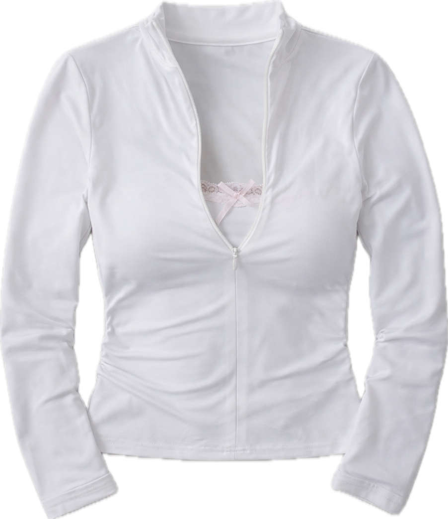 Porcelain Second Skin Lace Zip Up