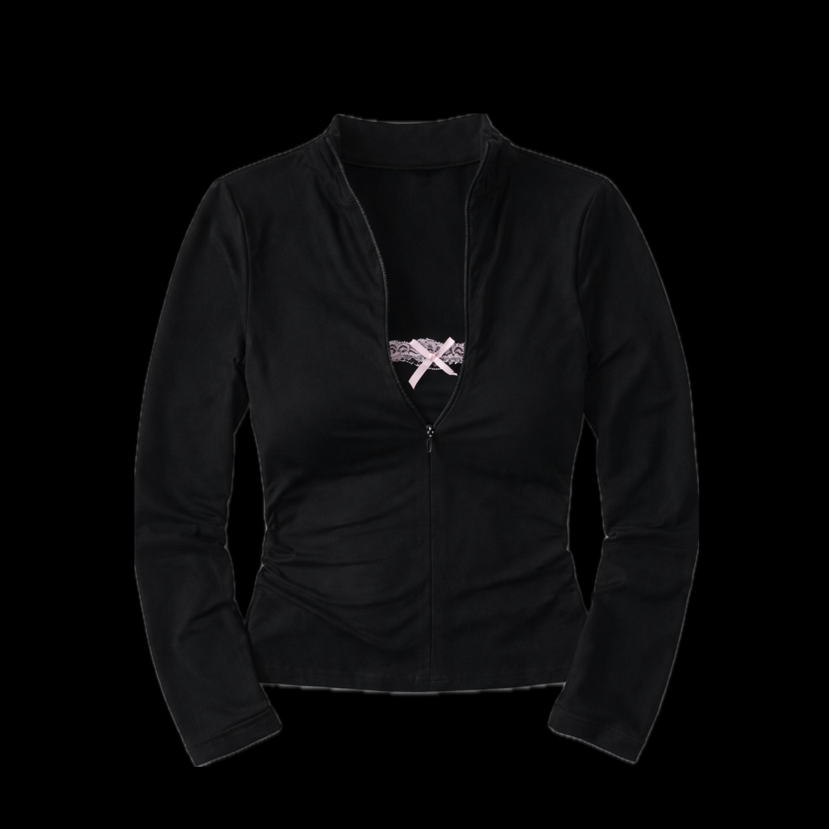♡ CLEARANCE ♡ Onyx Second Skin Lace Zip Up